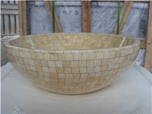 Sunny Beige Marble Mosaic Round Sink