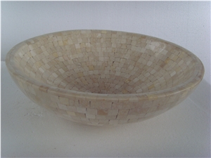 Sunny Beige Marble Mosaic Round Sink