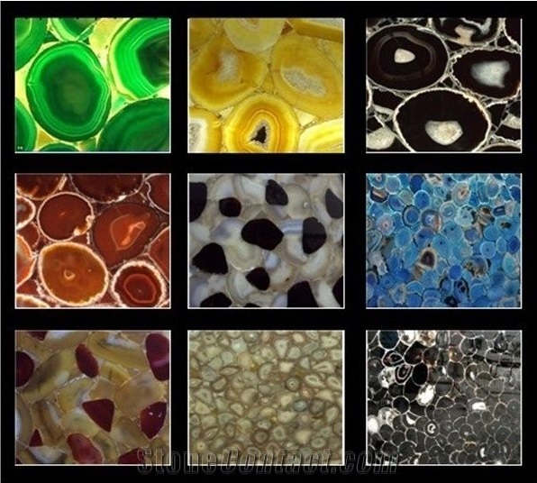 Blue Agate Backlit Semiprecious Stone Tiles