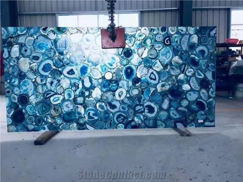 Blue Agate Backlit Semiprecious Stone Tiles