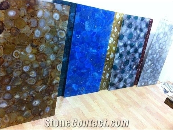 Blue Agate Backlit Semiprecious Stone Tiles