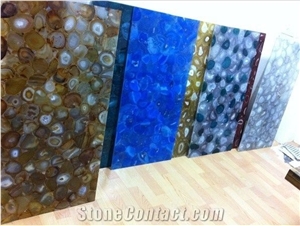 Blue Agate Backlit Semiprecious Stone Tiles