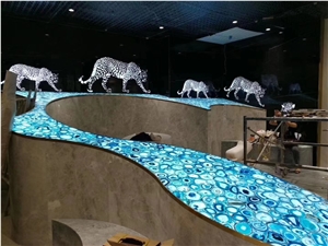 Blue Agate Backlit Semiprecious Stone Tiles