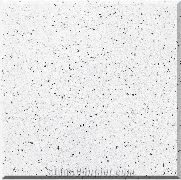 Graceful White Terrazzo Tiles Artificial Stone Polished