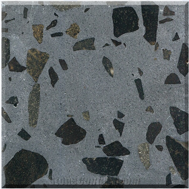 Black Terrazzo Slabs Artificial Stone Polished Tiles