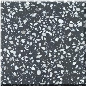 Black Terrazzo Tiles Artificial Stone Polished