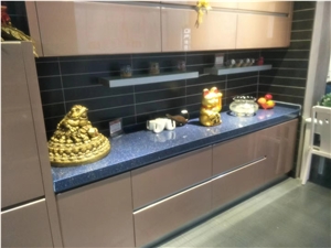 Blue Artificial Stone Polished Terrazzo Slabs For Countertop