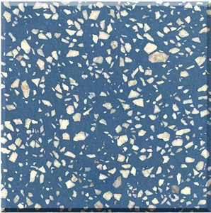High Quartity Blue Terrazzo Tiles Artificial Stone Polished