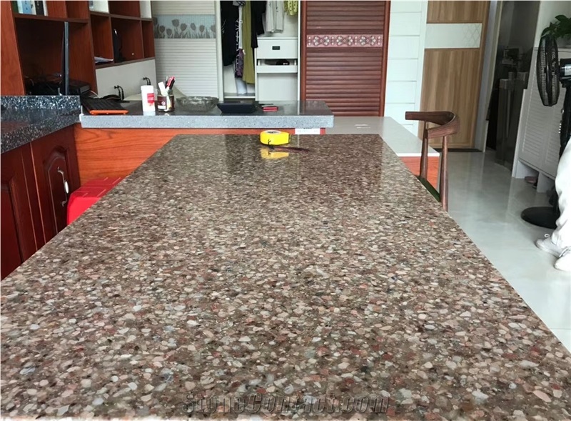 Brown Artificial Stone Polished Terrazzo Tiles
