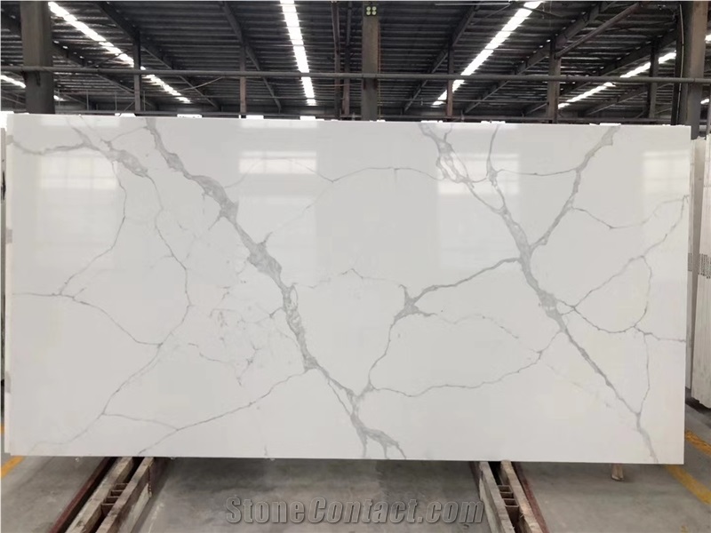 Calacatta White Quartz Slabs Stone Polished