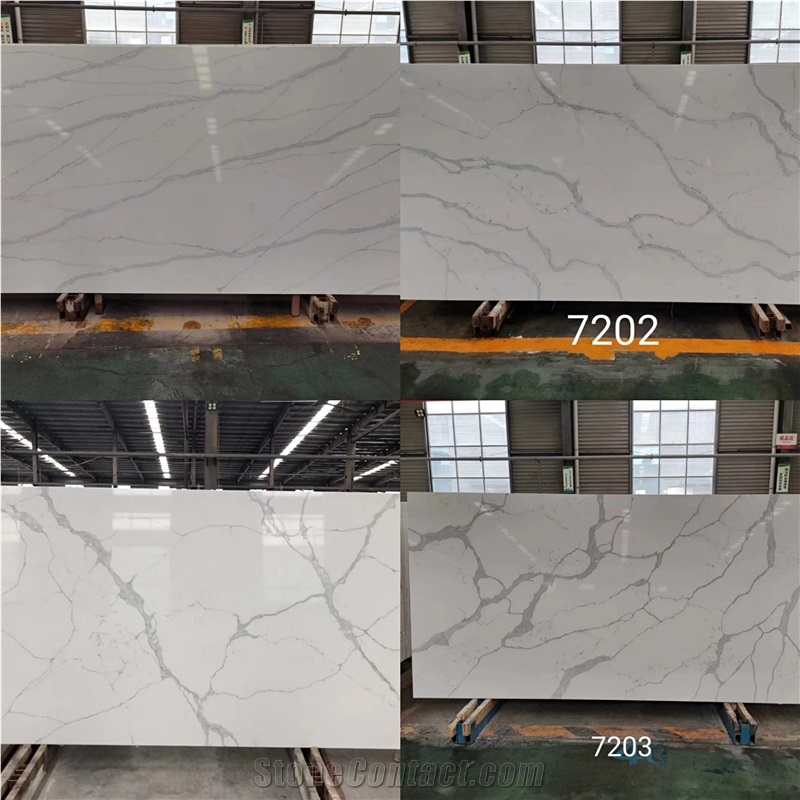 Calacatta White Quartz Slabs Stone Polished