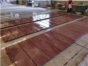 China Red Pophyry Flamed Flooring Tile Gardenstone