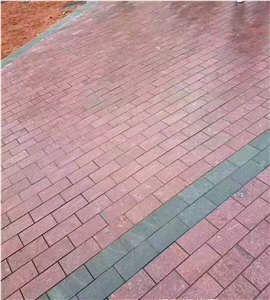 China Red Pophyry Flamed Flooring Tile Gardenstone