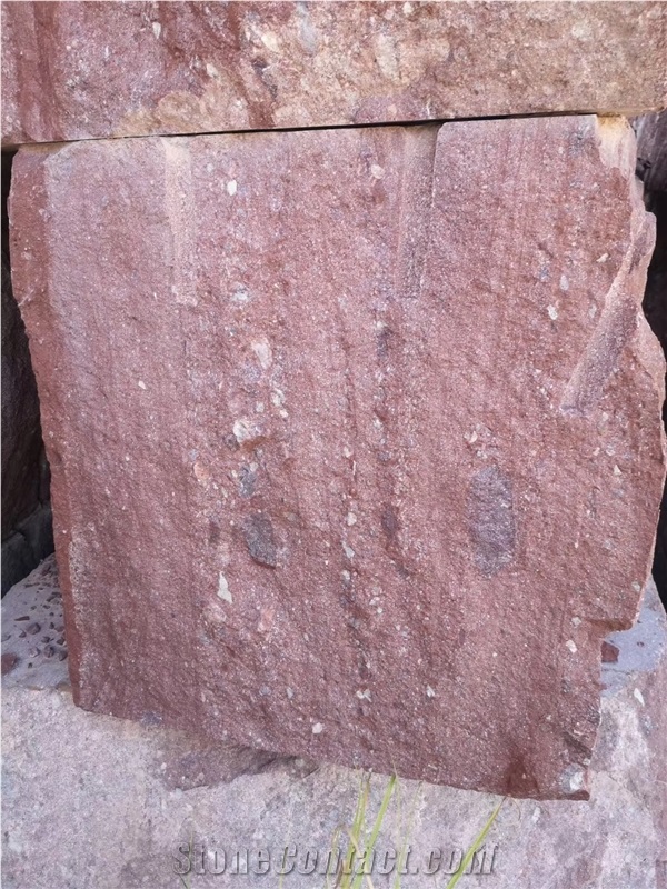 China Red Pophyry Flamed Flooring Tile Gardenstone