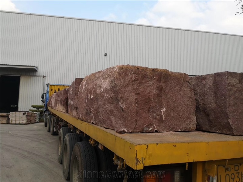 China Red Pophyry Flamed Flooring Tile Gardenstone