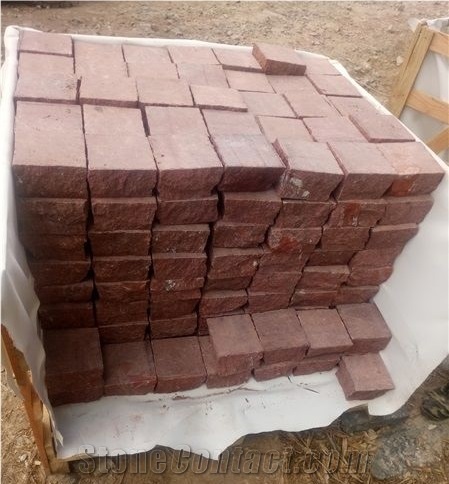 China Red Porphyry Bushhammered Pavers Floor Tile