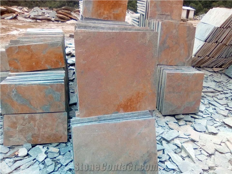 China Rust Slate Natural Flooring Tiles Landscape