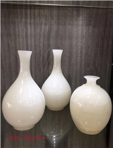 China White Onyx Polished Flower Arranging Vase