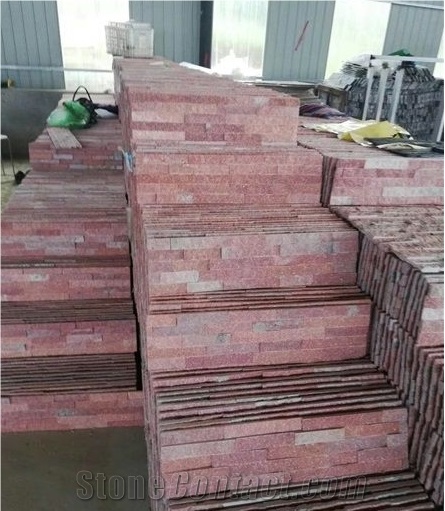 Dark Pink Split Ledgestone Exposed Wall Stone