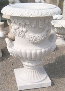 Garden Outdoor White Marble Flower Pots