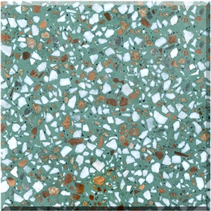 Green Terrazzo Tiles Artificial Stone Polished