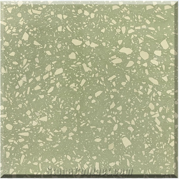 Beautiful Green Terrazzo Tiles Artificial Stone Polished