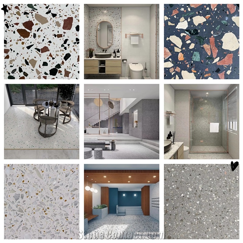 Popular Grey Terrazzo Tiles Artificial Stone Polished