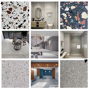 Popular Grey Terrazzo Tiles Artificial Stone Polished
