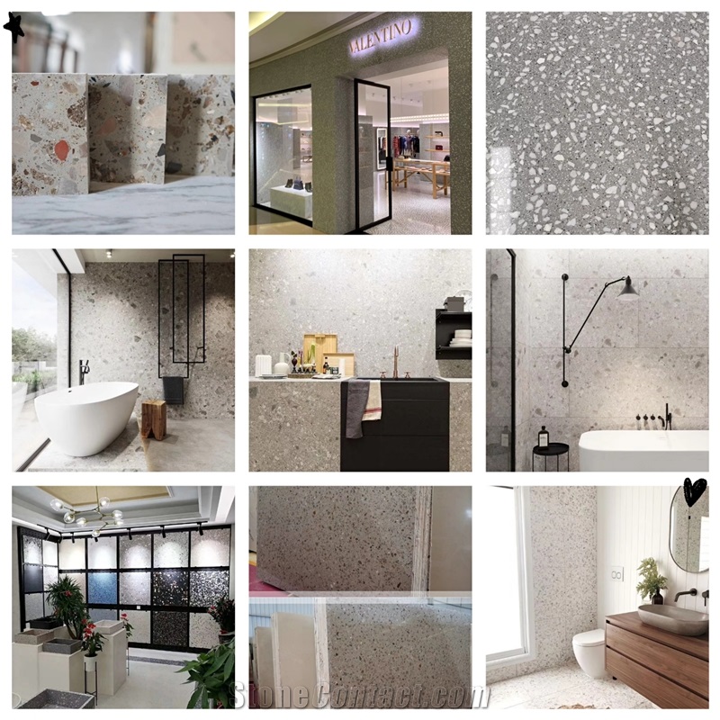 Popular Grey Terrazzo Tiles Artificial Stone Polished