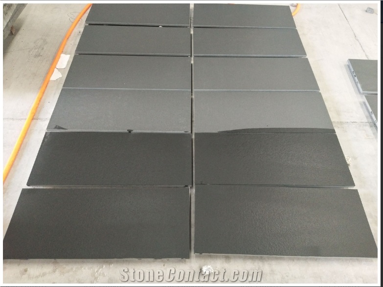 Hebei Black Granite Surface Flamed Water Jet Walling Tiles