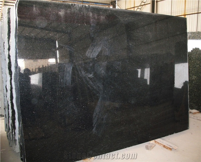 India Black Star Galaxy Granite Polished Tile Slab