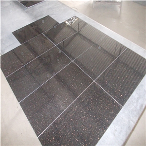 India Black Star Galaxy Granite Polished Tile Slab