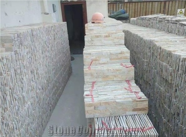 Light Yellow Cultured Stone Beige Feature Wall