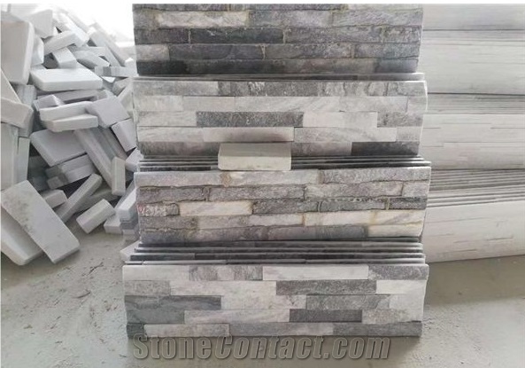 Natural White and Grey Quartzite Cultured Stone