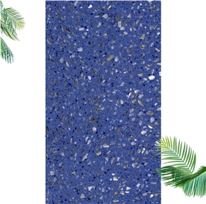 New Blue Terrazzo Slabs Artificial Stone Polished Tiles