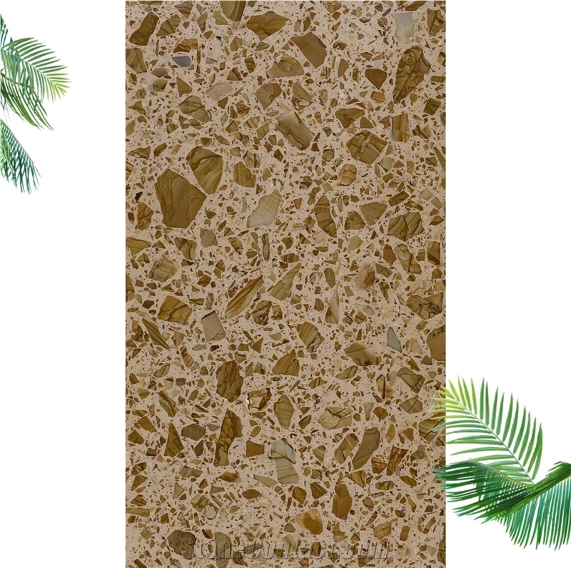 New Brown Terrazzo Slabs Artificial Stone Polished Tiles