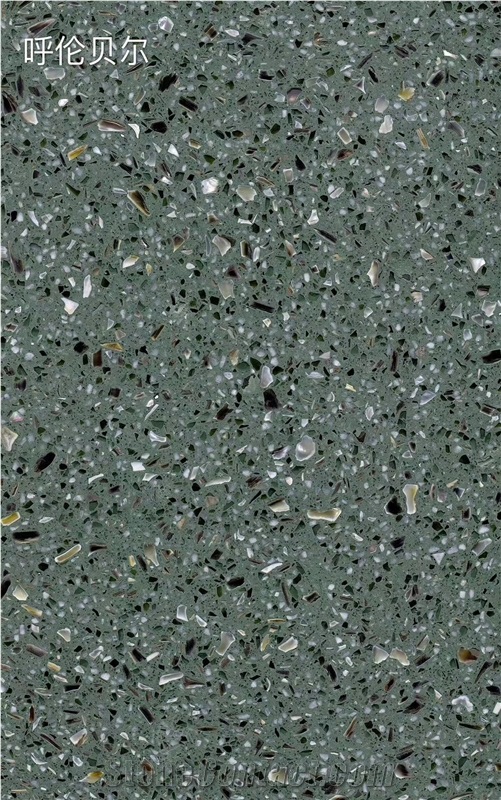 New Green Terrazzo Slabs Artificial Stone Polished Tiles
