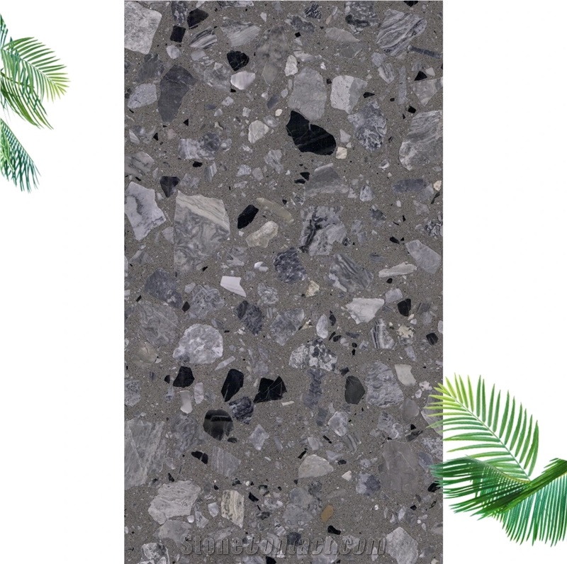 New Grey Terrazzo Slabs Artificial Stone Polished Tiles