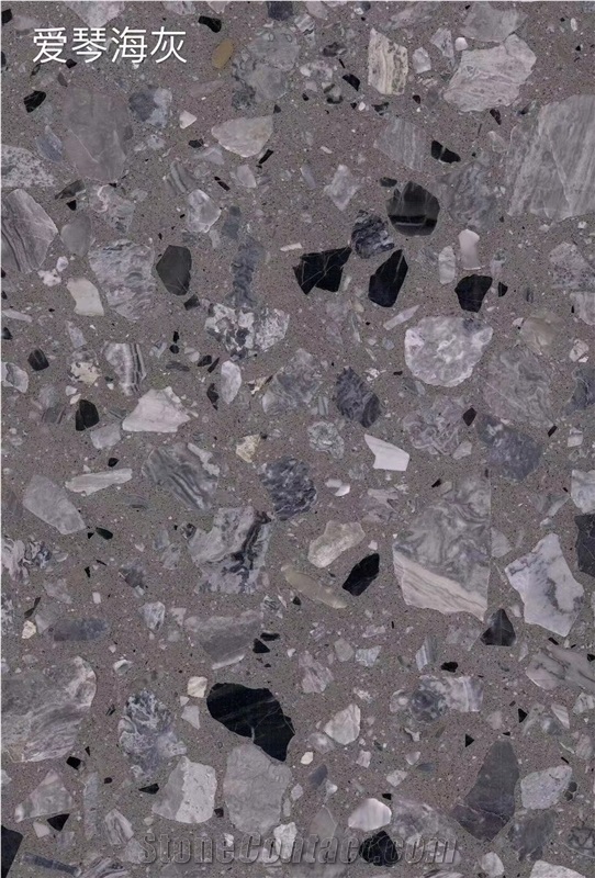 New Grey Terrazzo Slabs Artificial Stone Polished Tiles