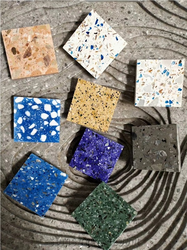 New Grey Terrazzo Slabs Artificial Stone Polished Tiles