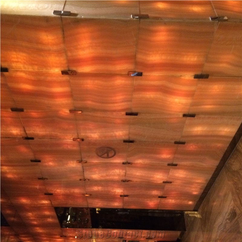 Orange Onyx Polished Wall Cladding Interior Design