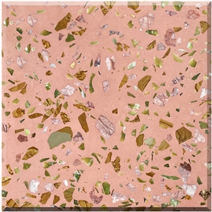 Pink Terrazzo Tiles Artificial Stone Polished