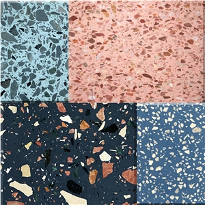 Pink Terrazzo Tiles Artificial Stone Polished