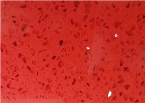 Red Artificial Stone Polished Quartz Slabs
