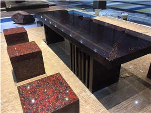 Red Artificial Stone Polished Quartz Slabs