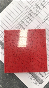Red Artificial Stone Polished Quartz Slabs