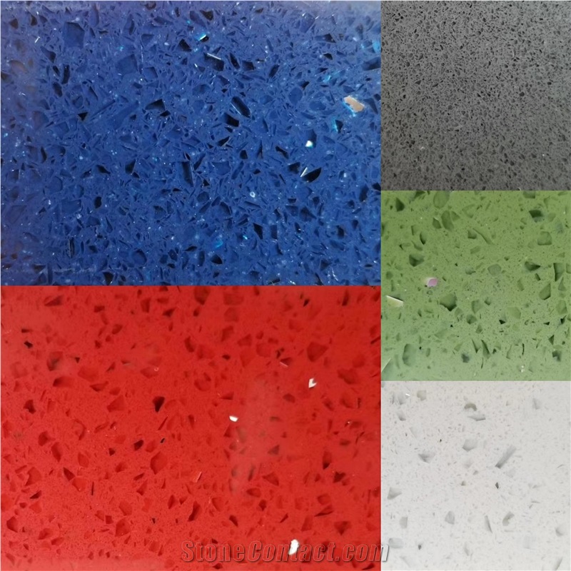Red Artificial Stone Polished Quartz Slabs
