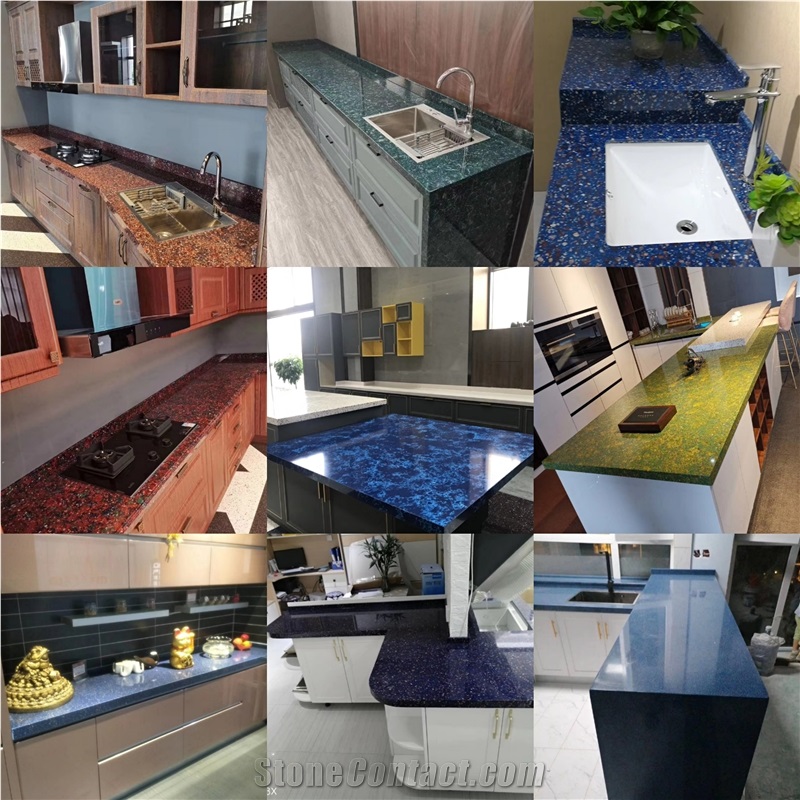 Red Artificial Stone Polished Quartz Slabs