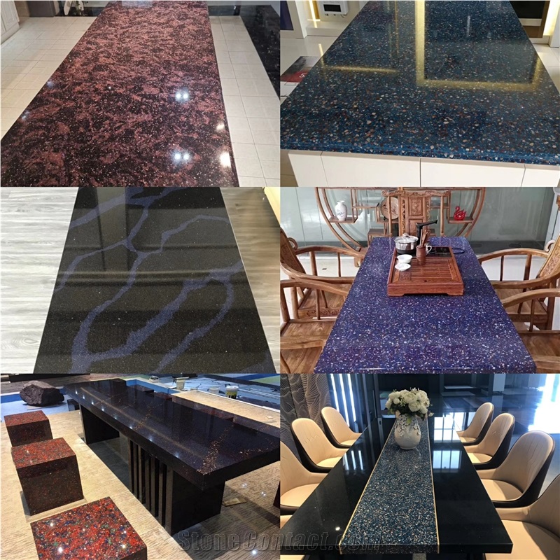 Red Artificial Stone Polished Quartz Slabs
