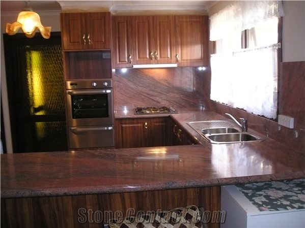 Red Multicolor India Granite Polished Countertops
